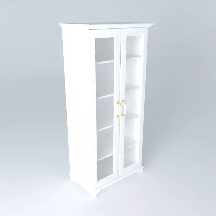 showcase bookcase with glass doors Free 3D model_0