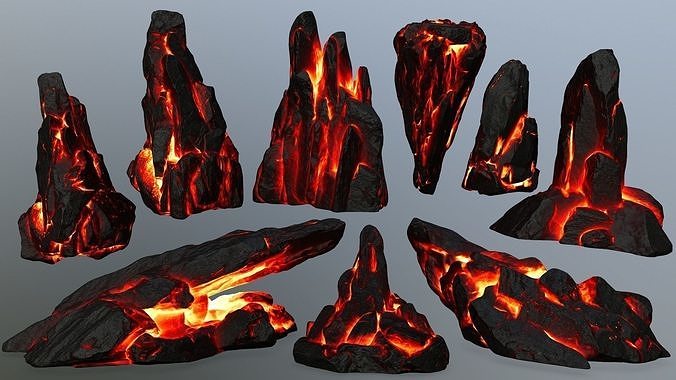lava rocks Low-poly 3D model