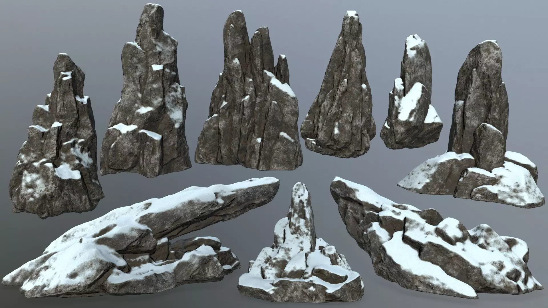 snow rocks Low-poly 3D model_0