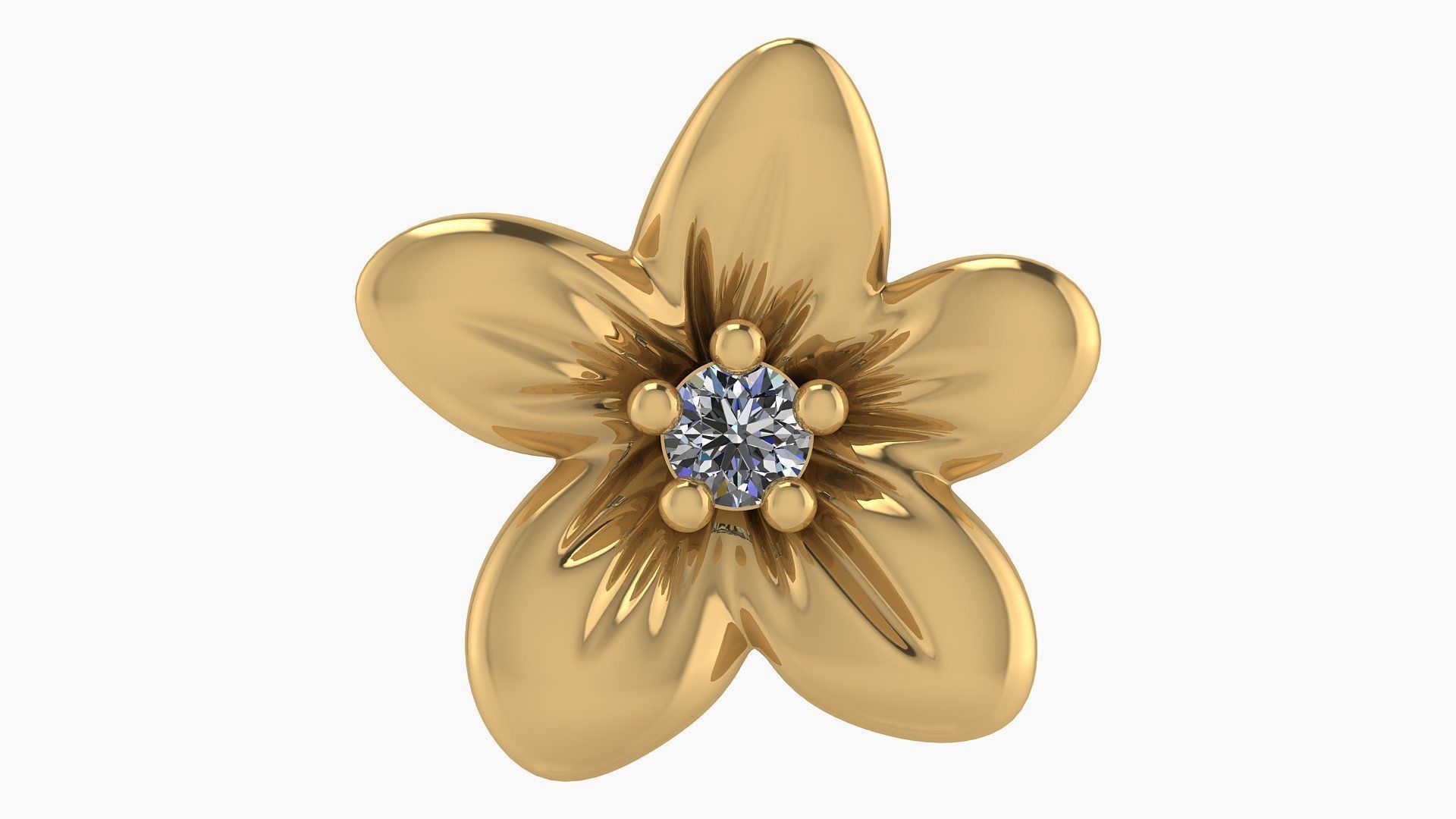 Diamond flower earing 3D print model_1