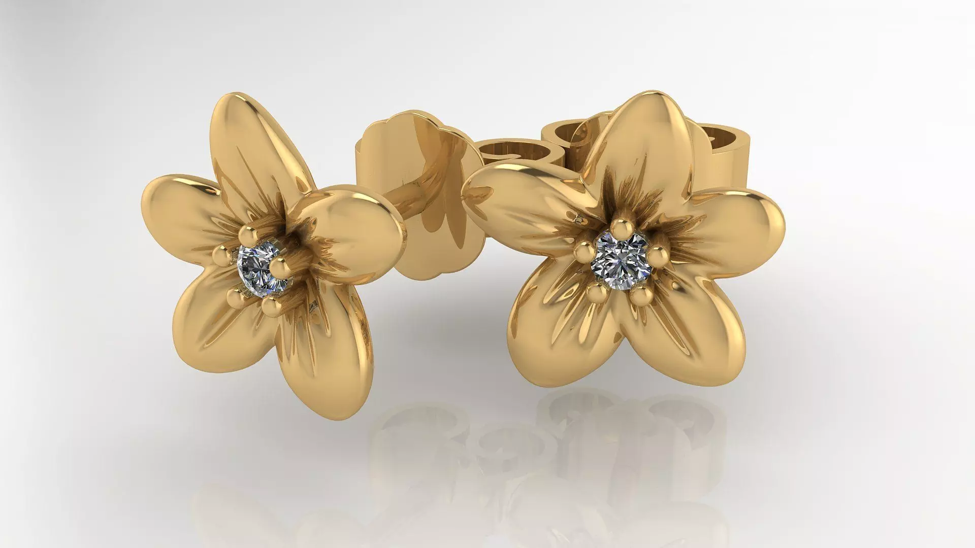 Diamond flower earing 3D print model_0