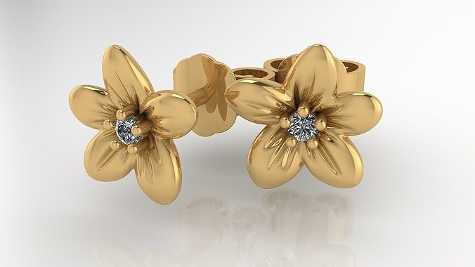 Diamond flower earing 3D print model