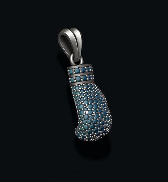 boxing glove pendant with gems 3D print model_4