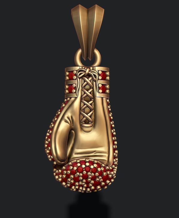boxing glove pendant with gems 3D print model_3
