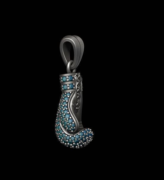 boxing glove pendant with gems 3D print model_6