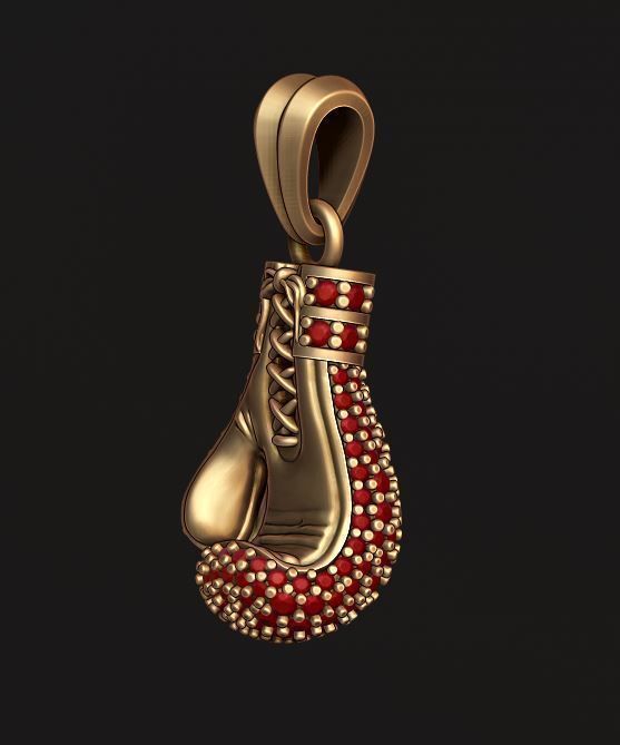 boxing glove pendant with gems 3D print model_1