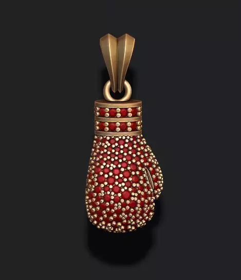 boxing glove pendant with gems 3D print model_0