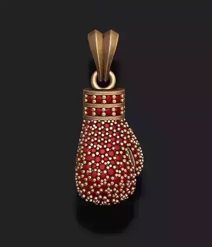 boxing glove pendant with gems 3D print model
