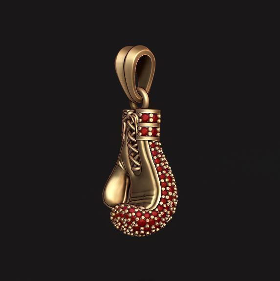 boxing glove pendant with gems 3D print model_7