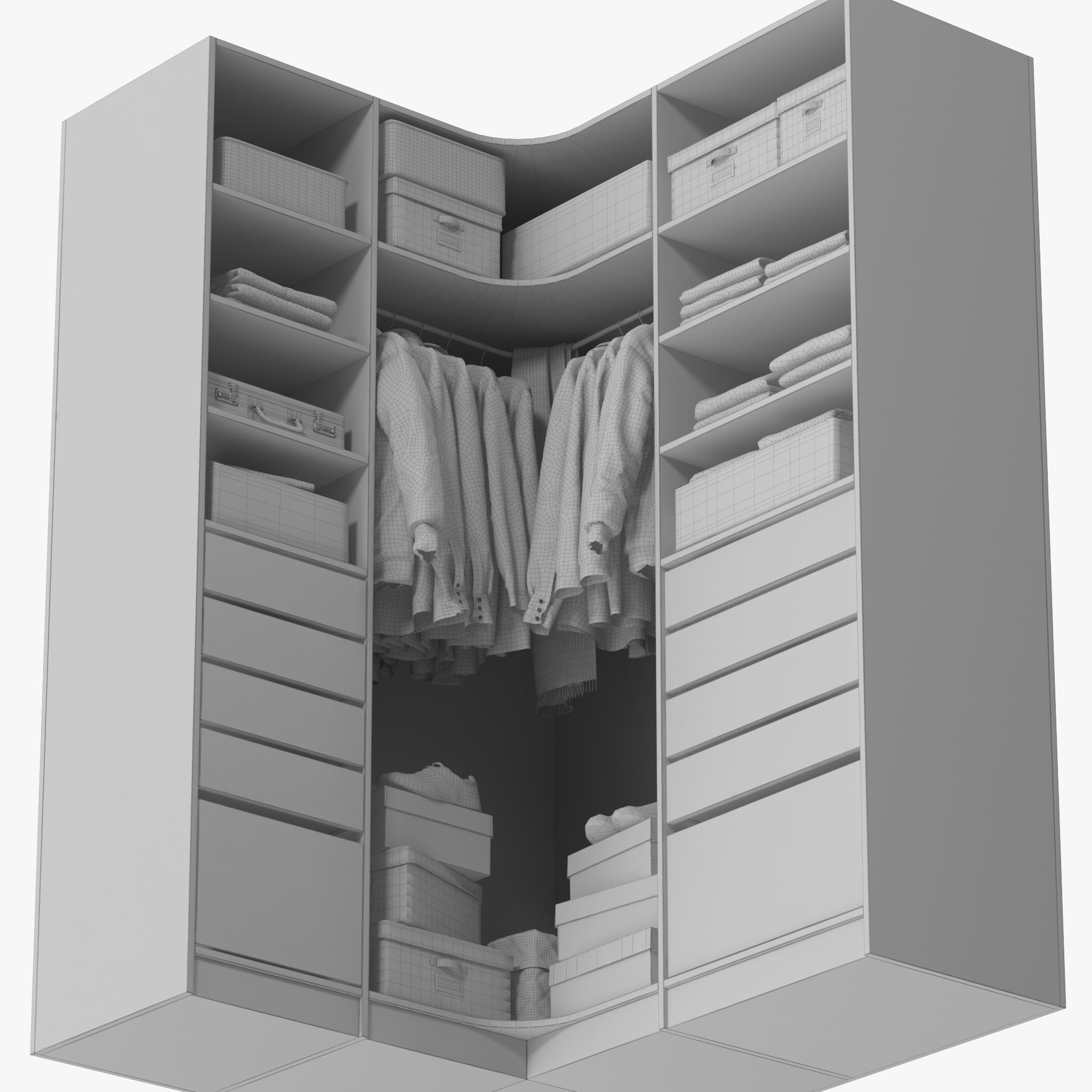 Wardrobe with Clothes 12 3D model_9