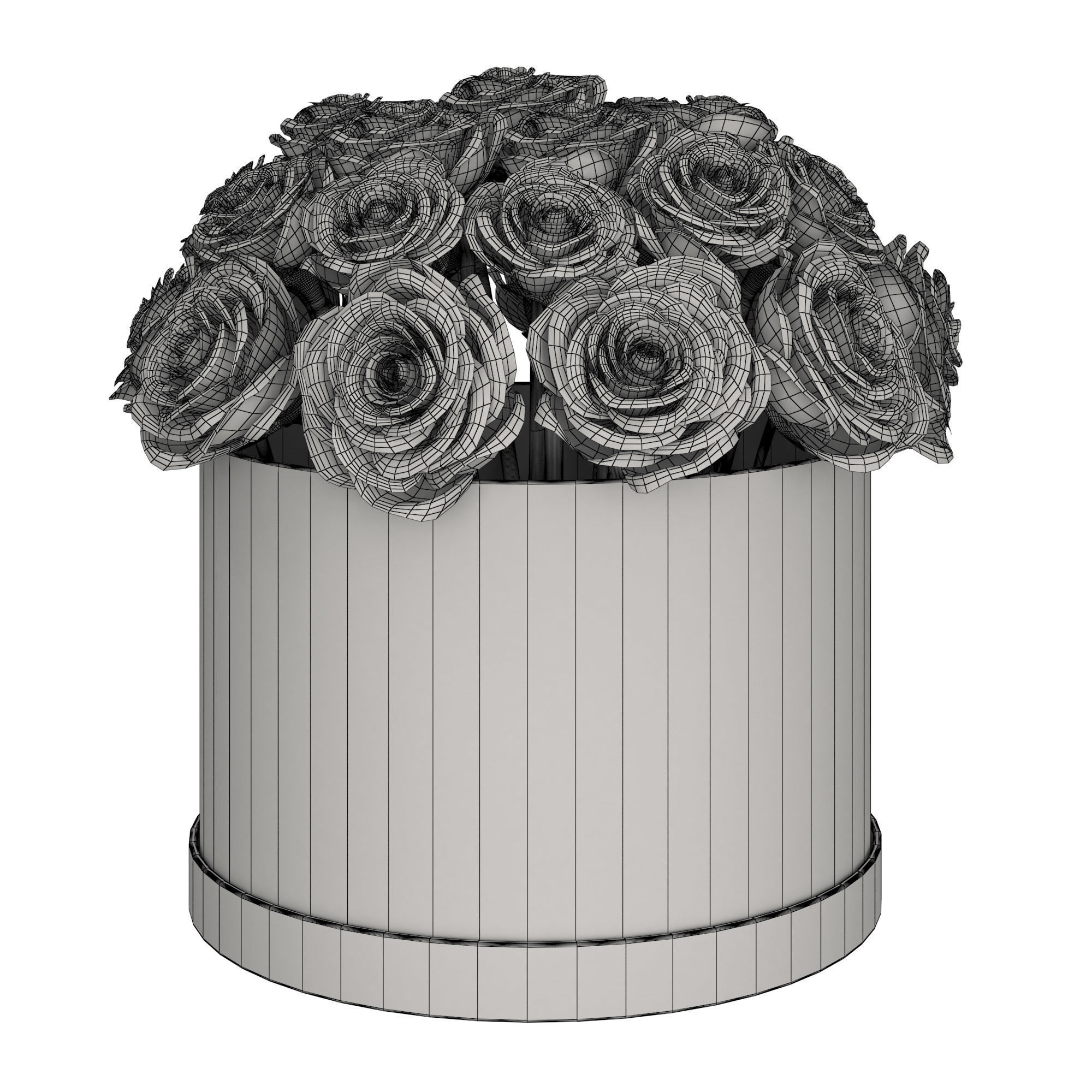 White roses in box  3D model_3