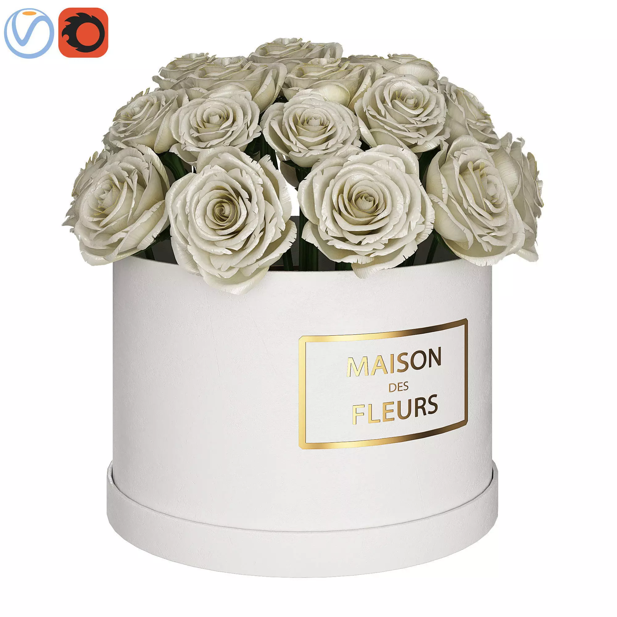White roses in box  3D model_0