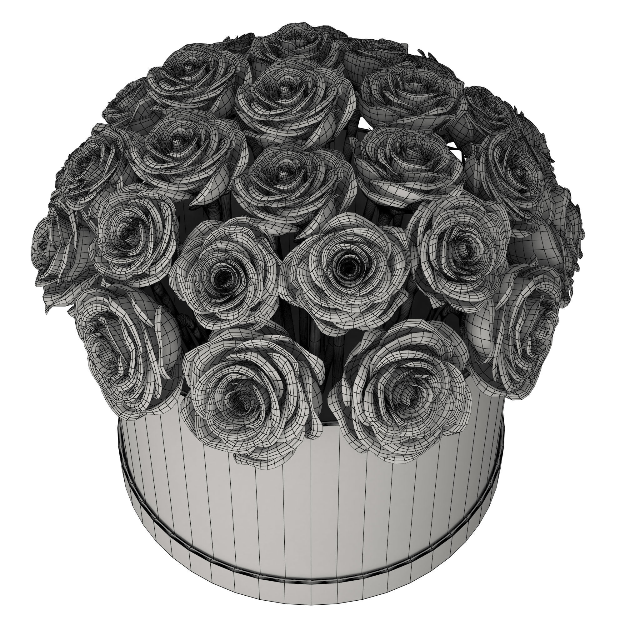 White roses in box  3D model_4