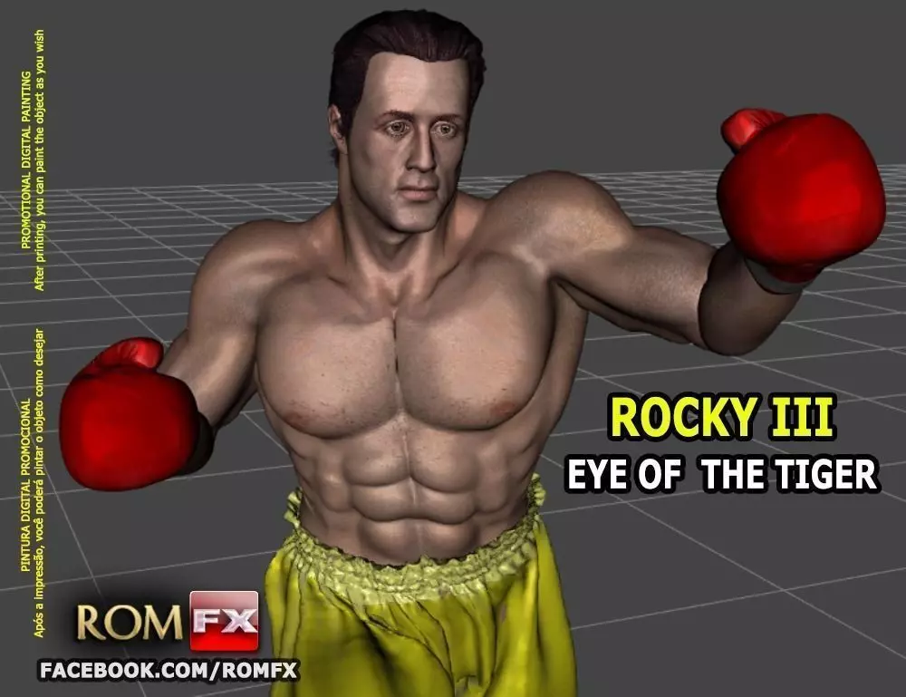 ROCKY III - Sylvester Stallone Printable Figure Eye of the Tiger 3D print model_0