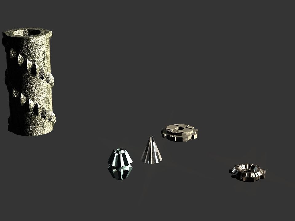 Gears collection metal gear Low-poly 3D model_7