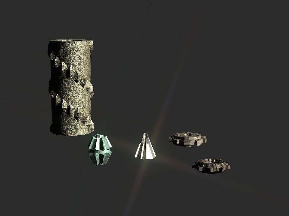 Gears collection metal gear Low-poly 3D model_4