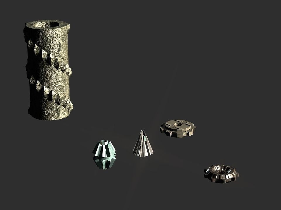 Gears collection metal gear Low-poly 3D model_6