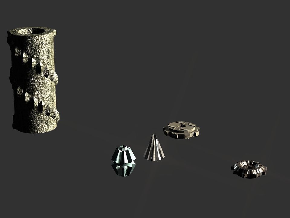 Gears collection metal gear Low-poly 3D model_8