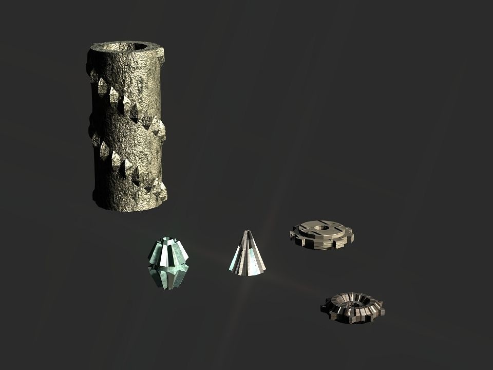 Gears collection metal gear Low-poly 3D model_3