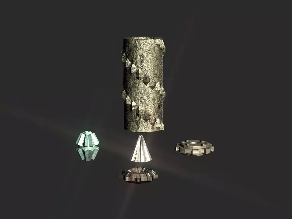 Gears collection metal gear Low-poly 3D model_0