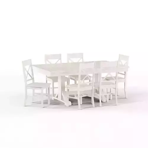 Maison Rouge Millwright Wood Dining Set in Antique white