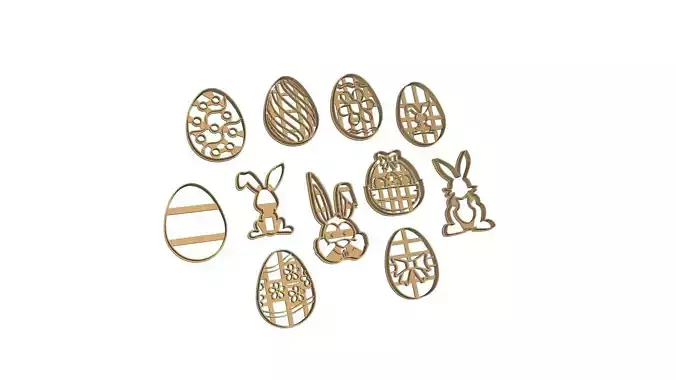 Easter Cookie Cutter Set 11 pieces 3D print model