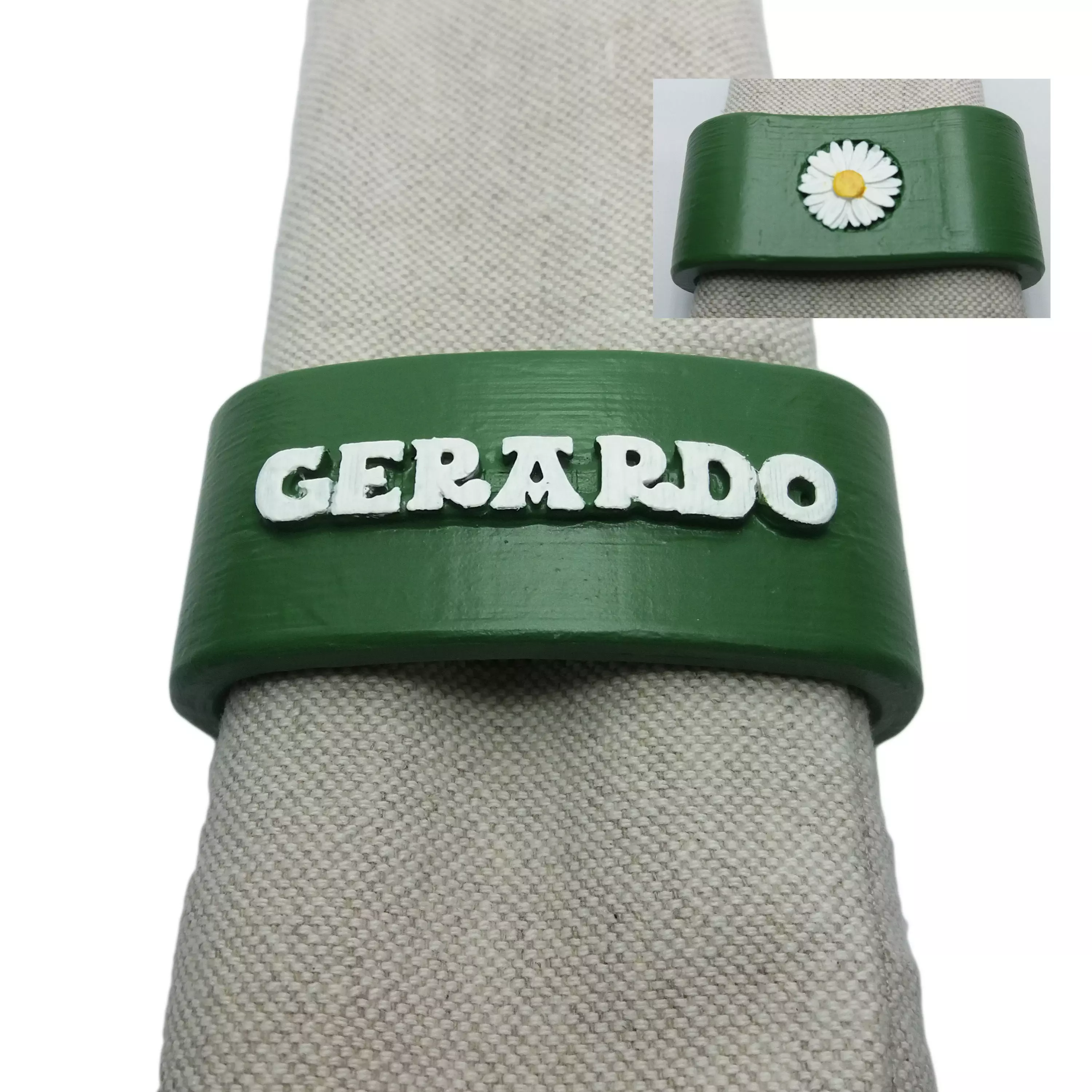 GERARDO Napkin Ring with daisy 3D print model