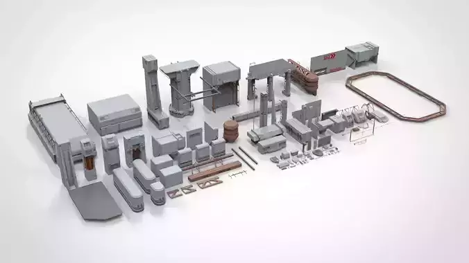Sci-Fi architecture Elements collection 12 3D model