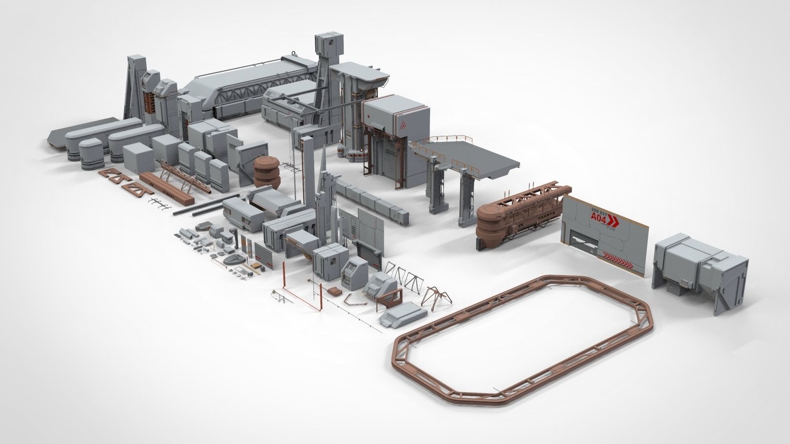 Sci-Fi architecture Elements collection 12 3D model_2