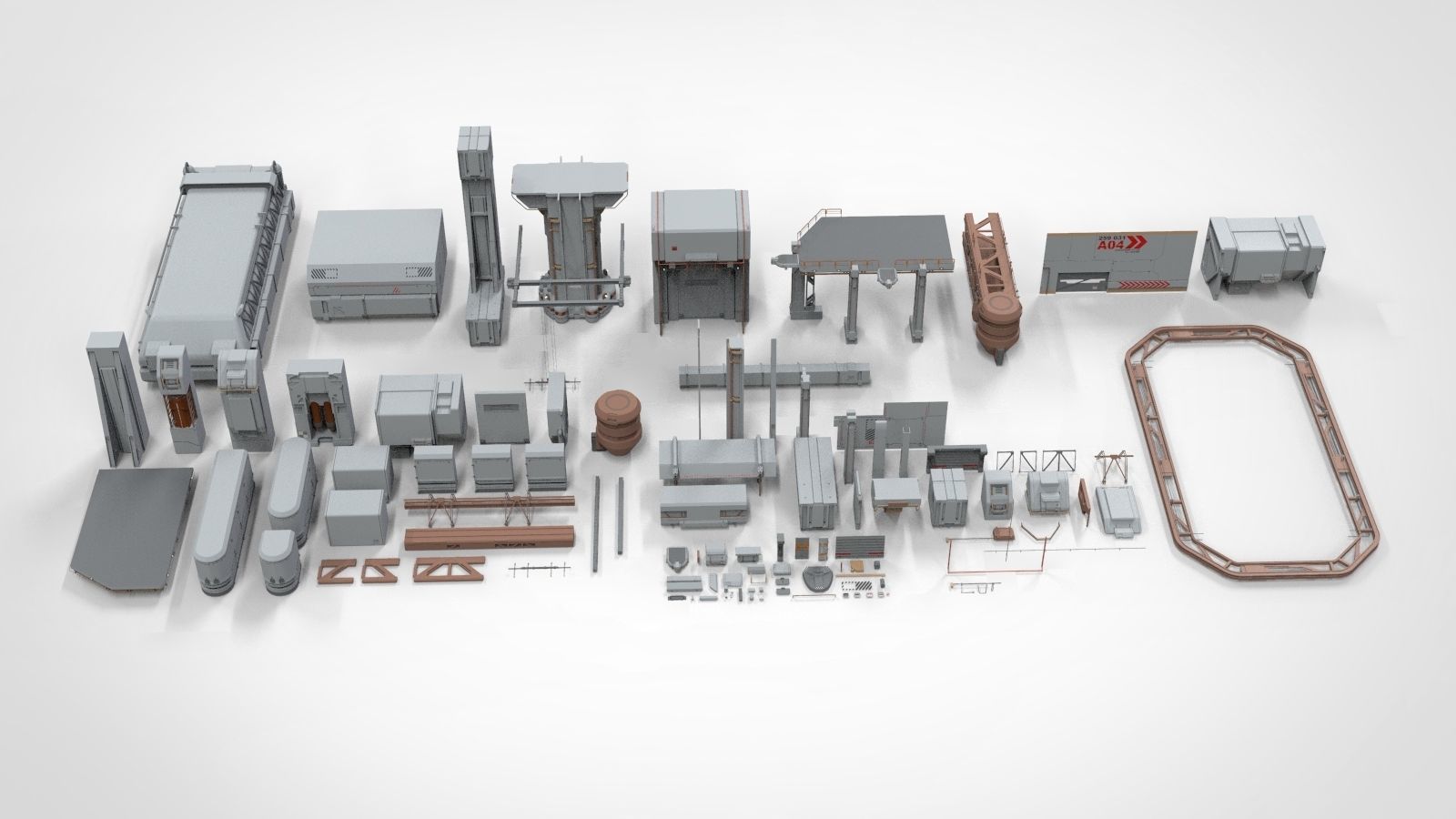 Sci-Fi architecture Elements collection 12 3D model_1