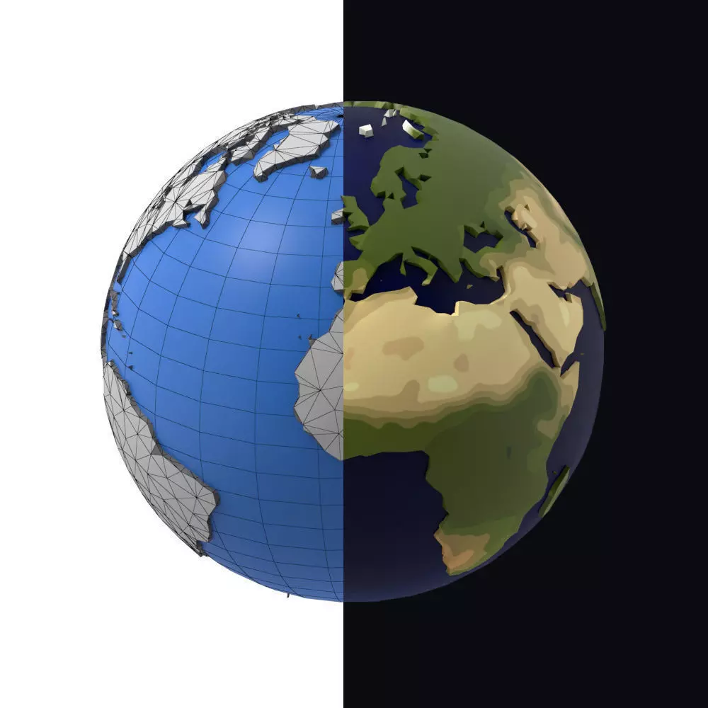 Earth low poly simple design game cartoon Low-poly 3D model
