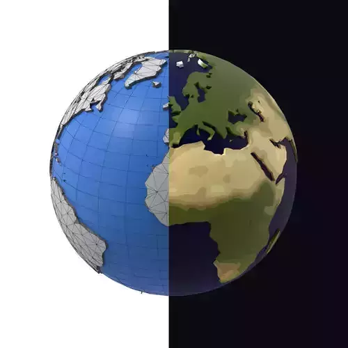 Earth low poly simple design game cartoon