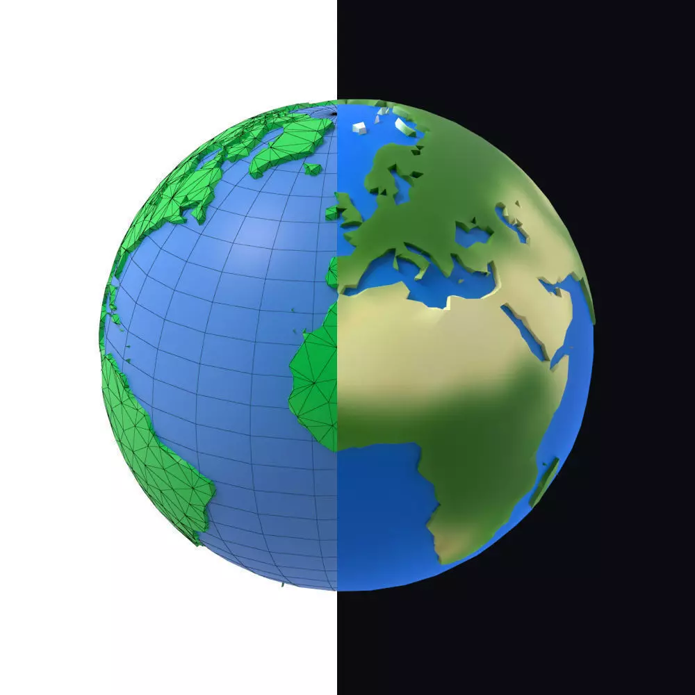 Earth low poly simple design game cartoon Low-poly 3D model_0