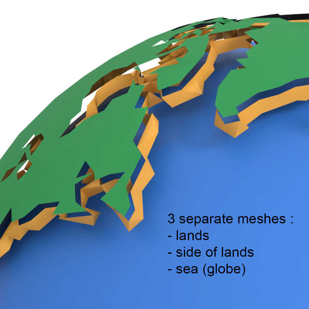 Earth low poly simple design game cartoon Low-poly 3D model_18