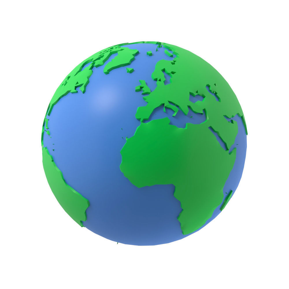 Earth low poly simple design game cartoon Low-poly 3D model_10