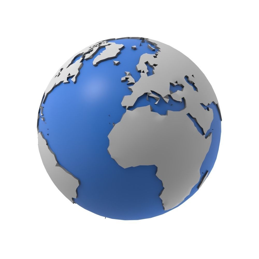 Earth low poly simple design game cartoon Low-poly 3D model_16