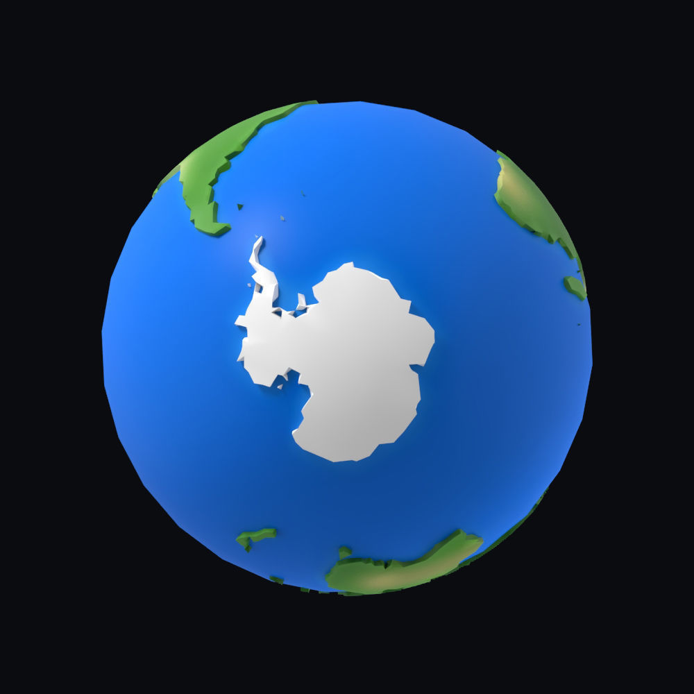 Earth low poly simple design game cartoon Low-poly 3D model_6