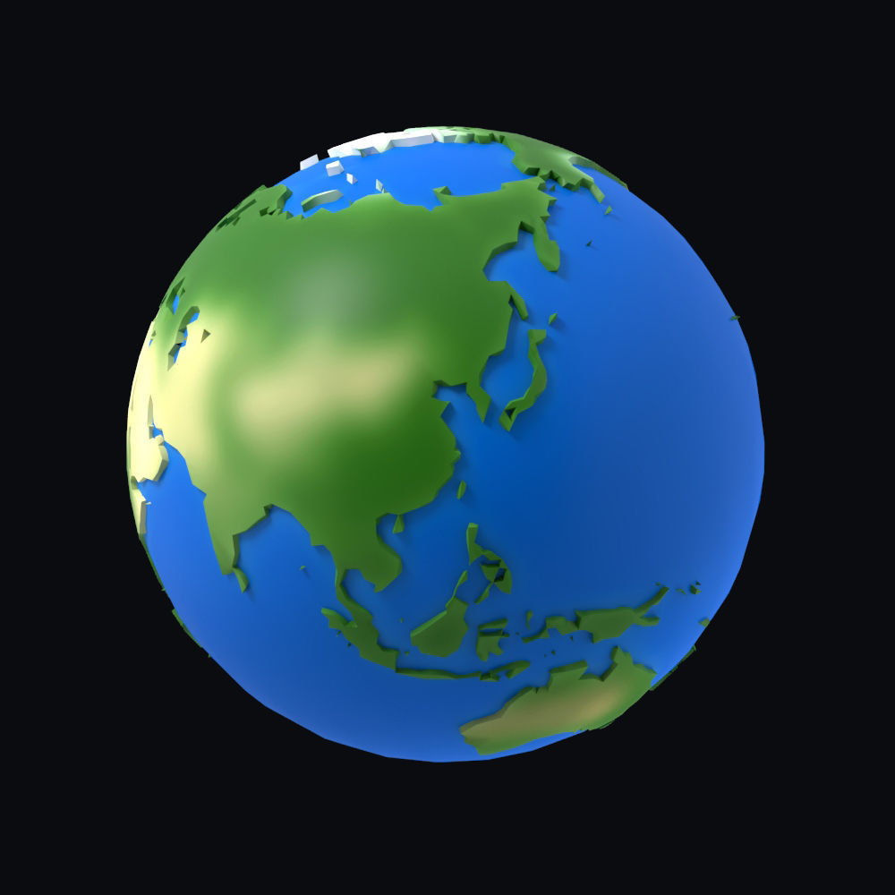 Earth low poly simple design game cartoon Low-poly 3D model_2