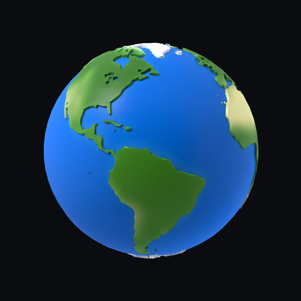 Earth low poly simple design game cartoon Low-poly 3D model_5