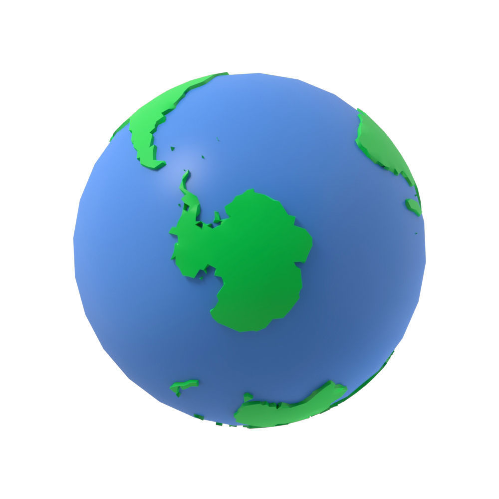 Earth low poly simple design game cartoon Low-poly 3D model_14