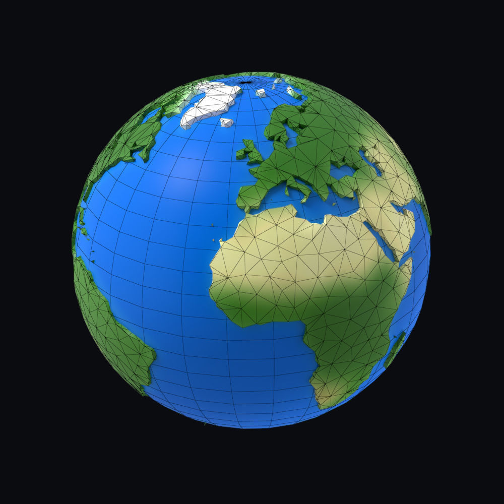 Earth low poly simple design game cartoon Low-poly 3D model_8