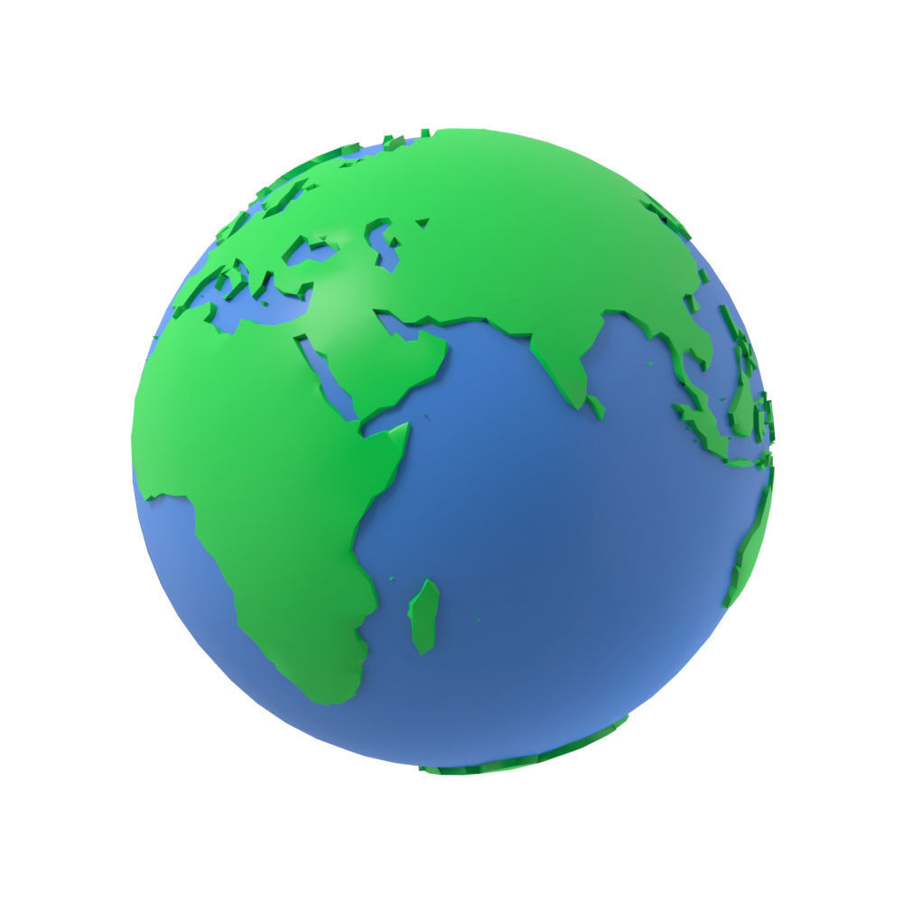 Earth low poly simple design game cartoon Low-poly 3D model_11