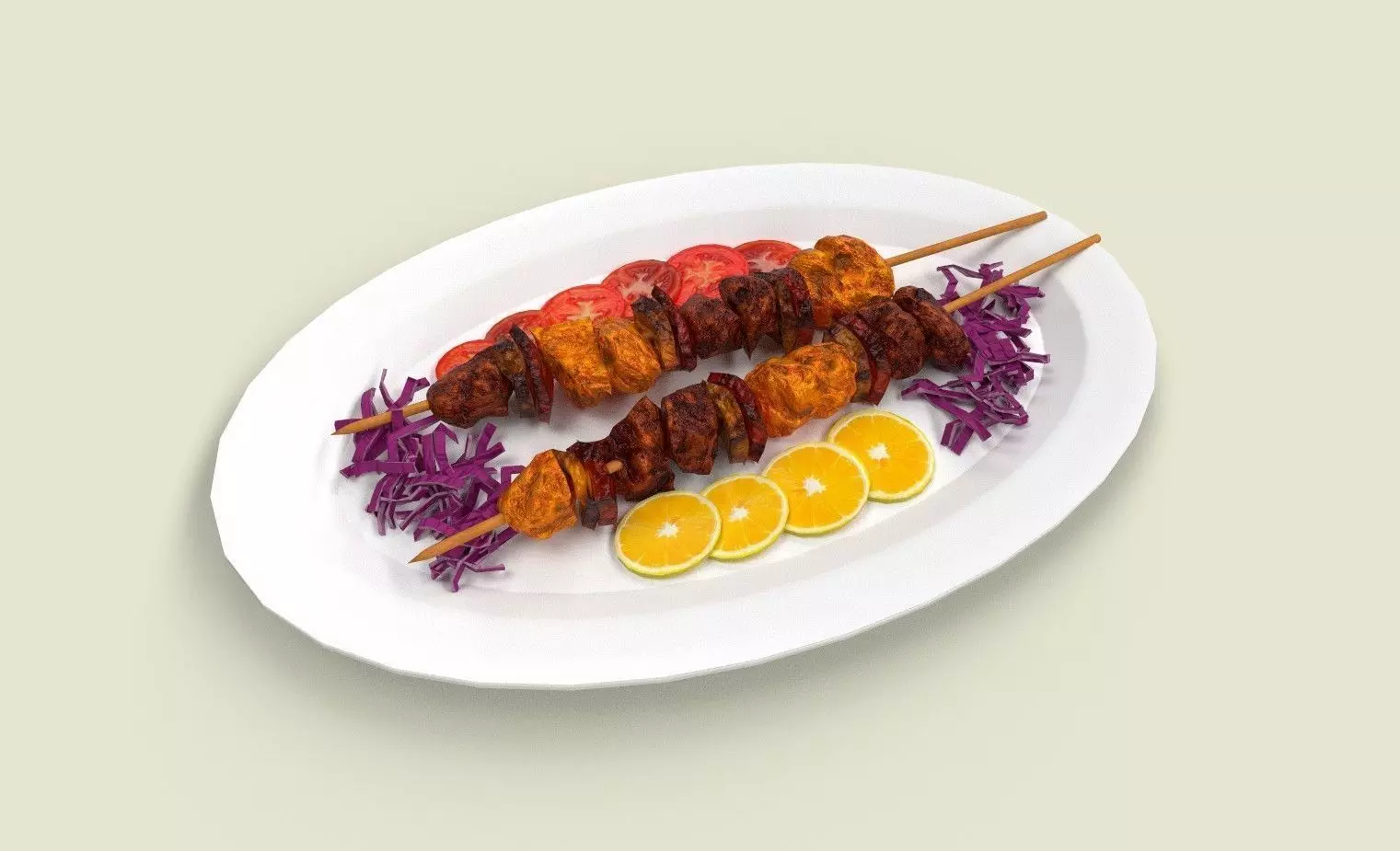 Shashlik Meat Low-poly 3D model_0