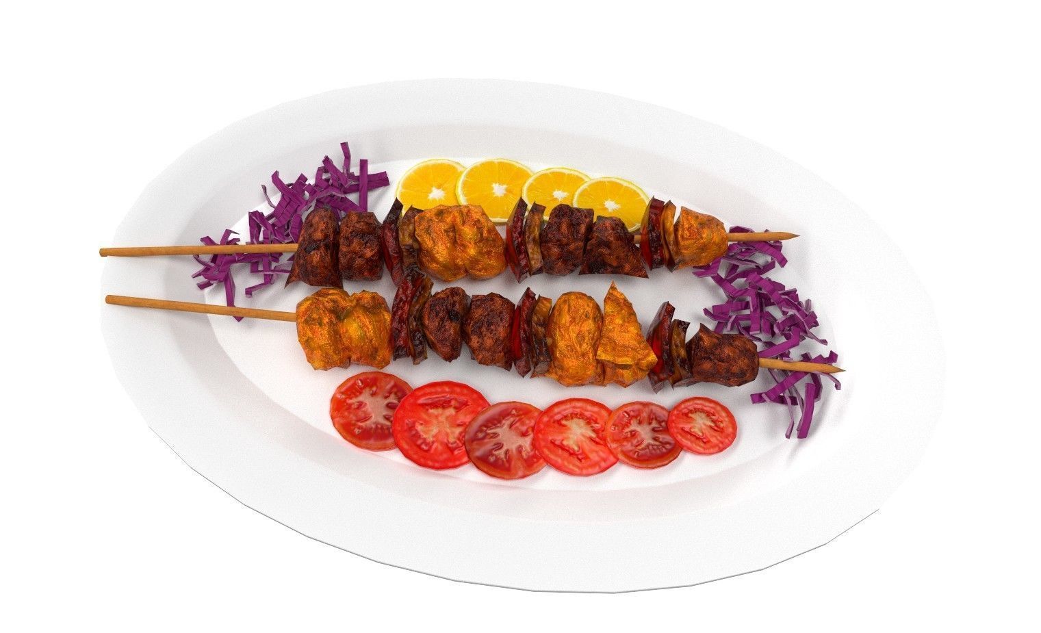 Shashlik Meat Low-poly 3D model_3