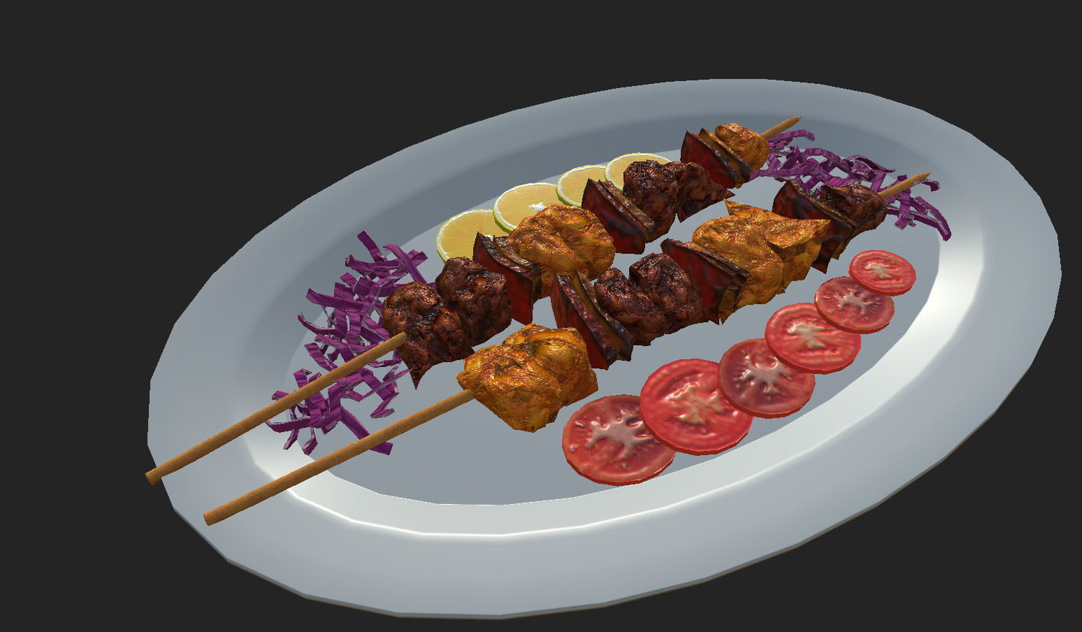 Shashlik Meat Low-poly 3D model_6