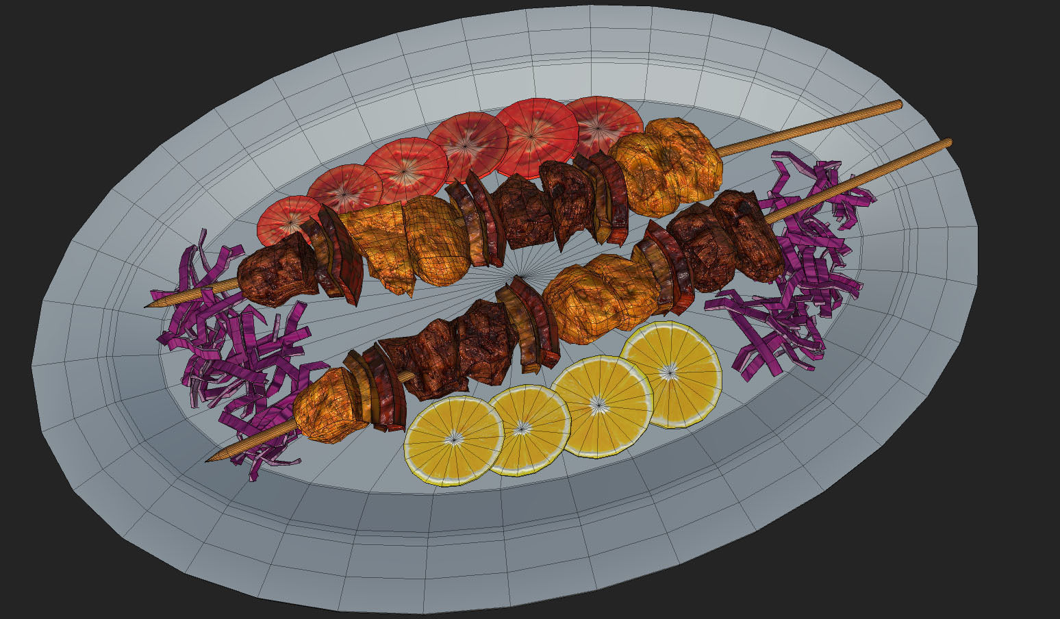 Shashlik Meat Low-poly 3D model_5