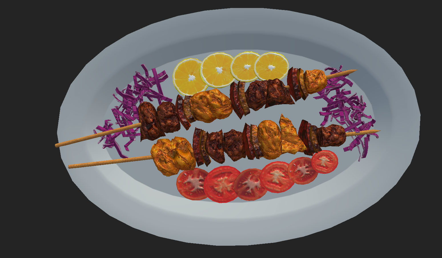 Shashlik Meat Low-poly 3D model_8