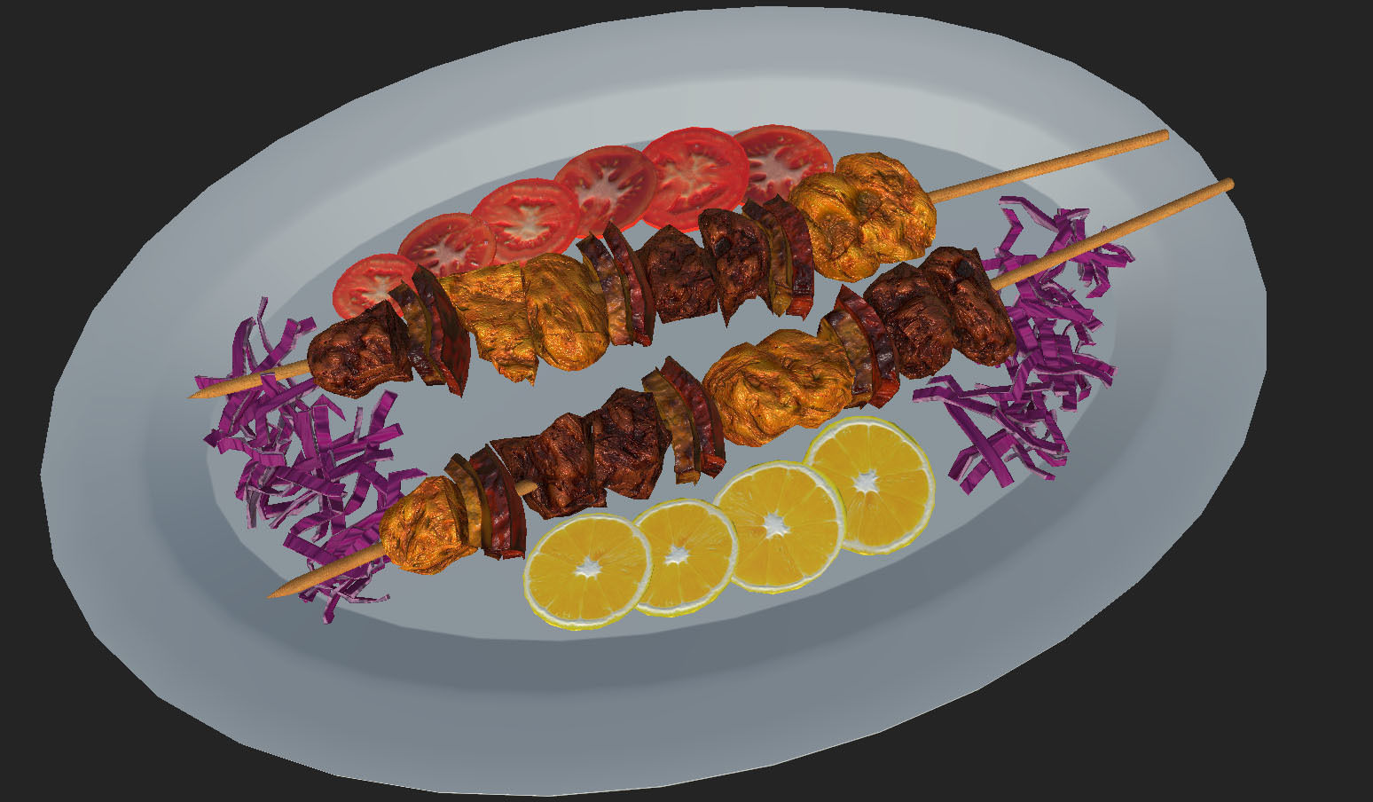 Shashlik Meat Low-poly 3D model_4