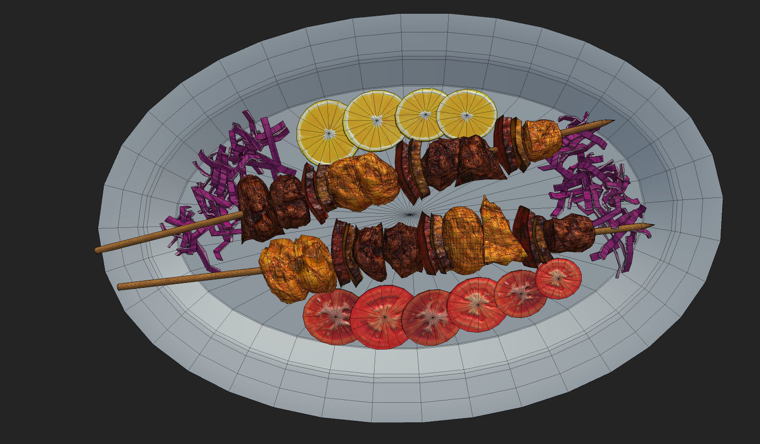 Shashlik Meat Low-poly 3D model_9