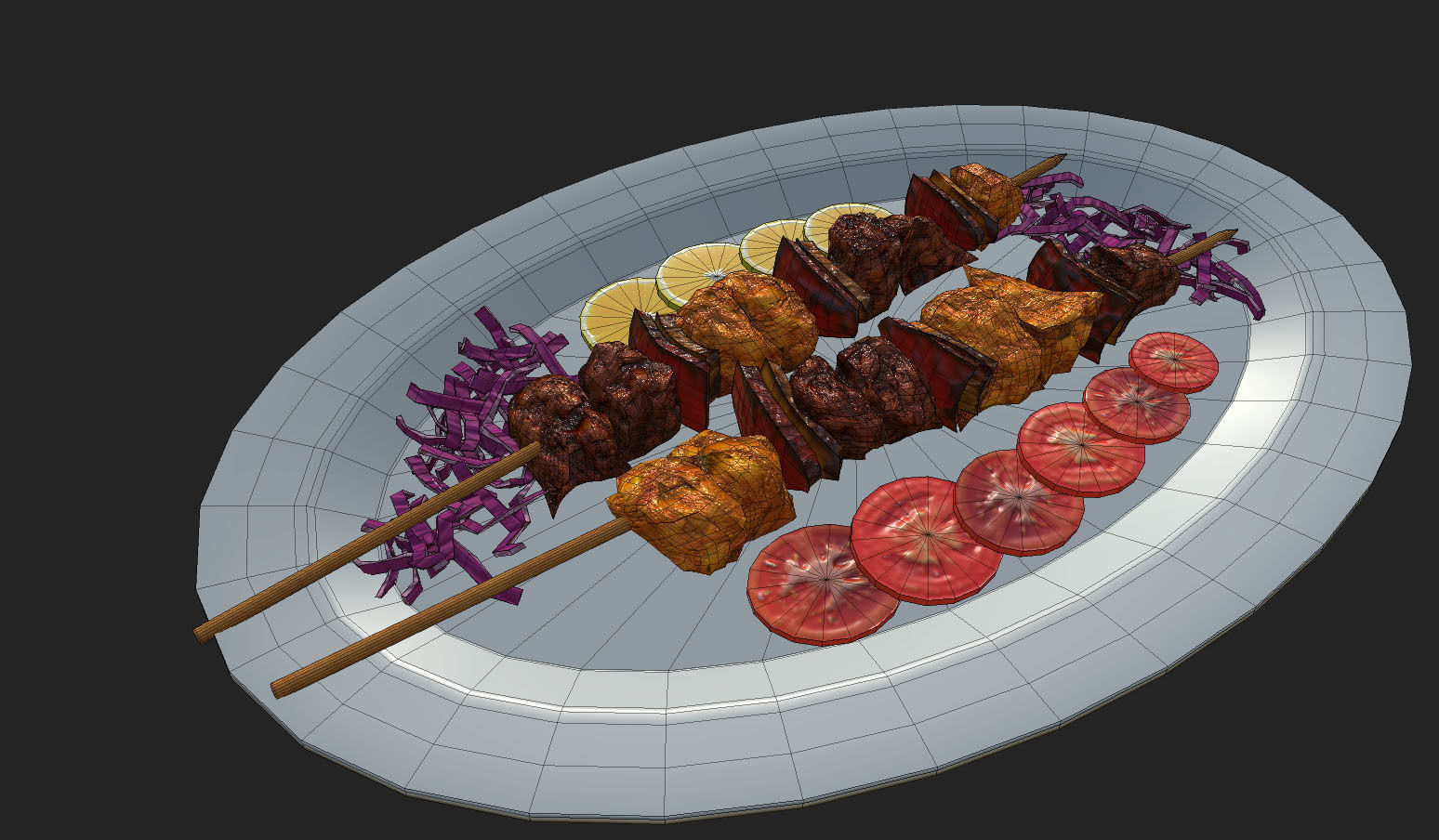Shashlik Meat Low-poly 3D model_7